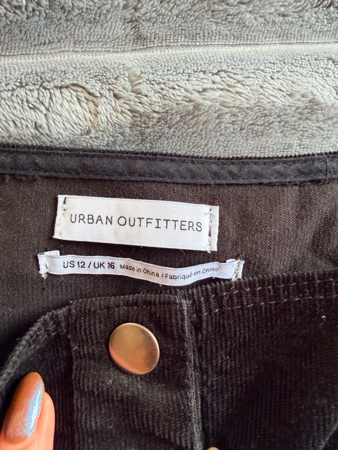Urban Outfitters Corduroy Mini Dress Size US 12 Black Button Front Grunge Y2K 4