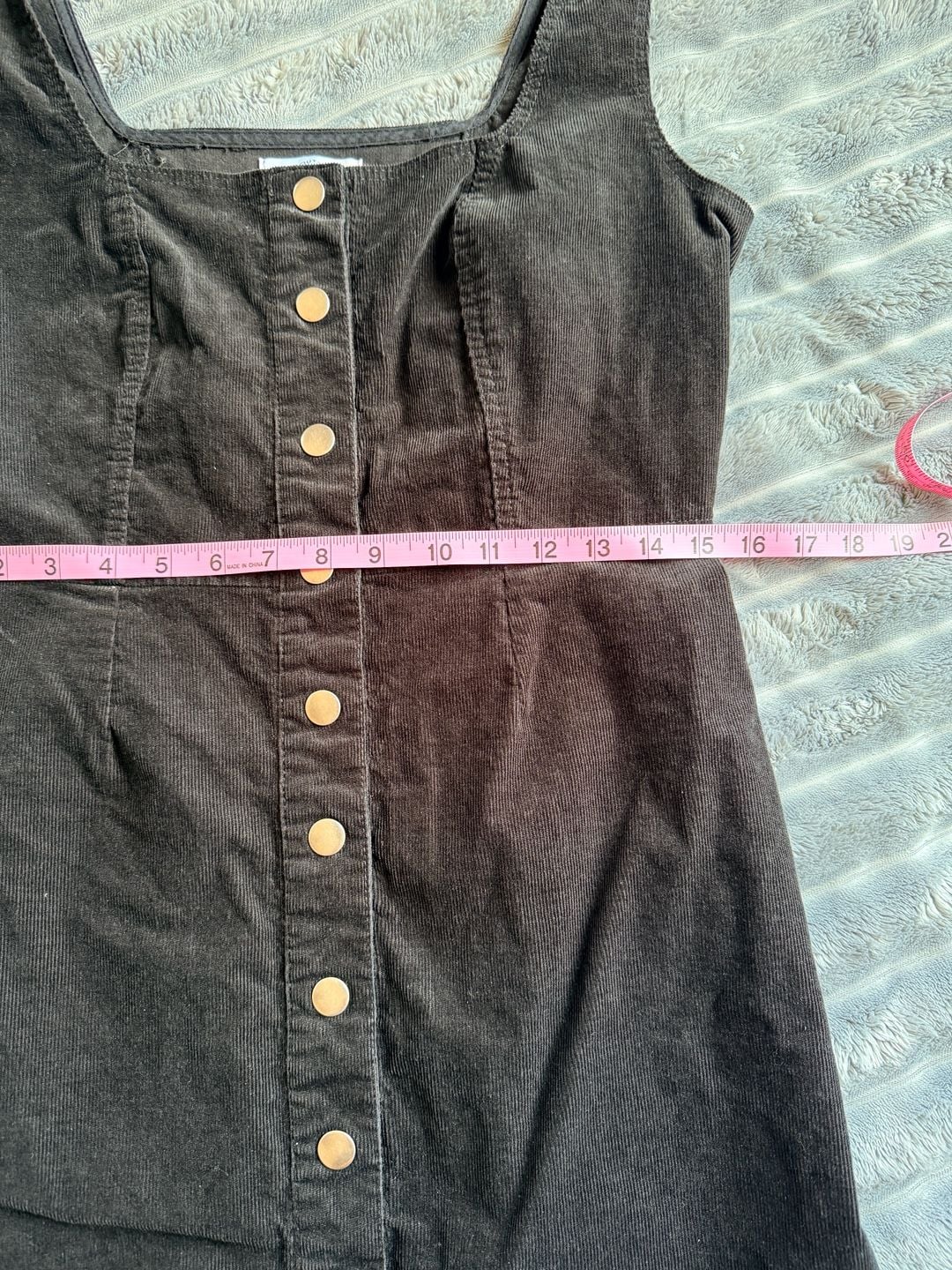 Urban Outfitters Corduroy Mini Dress Size US 12 Black Button Front Grunge Y2K 6