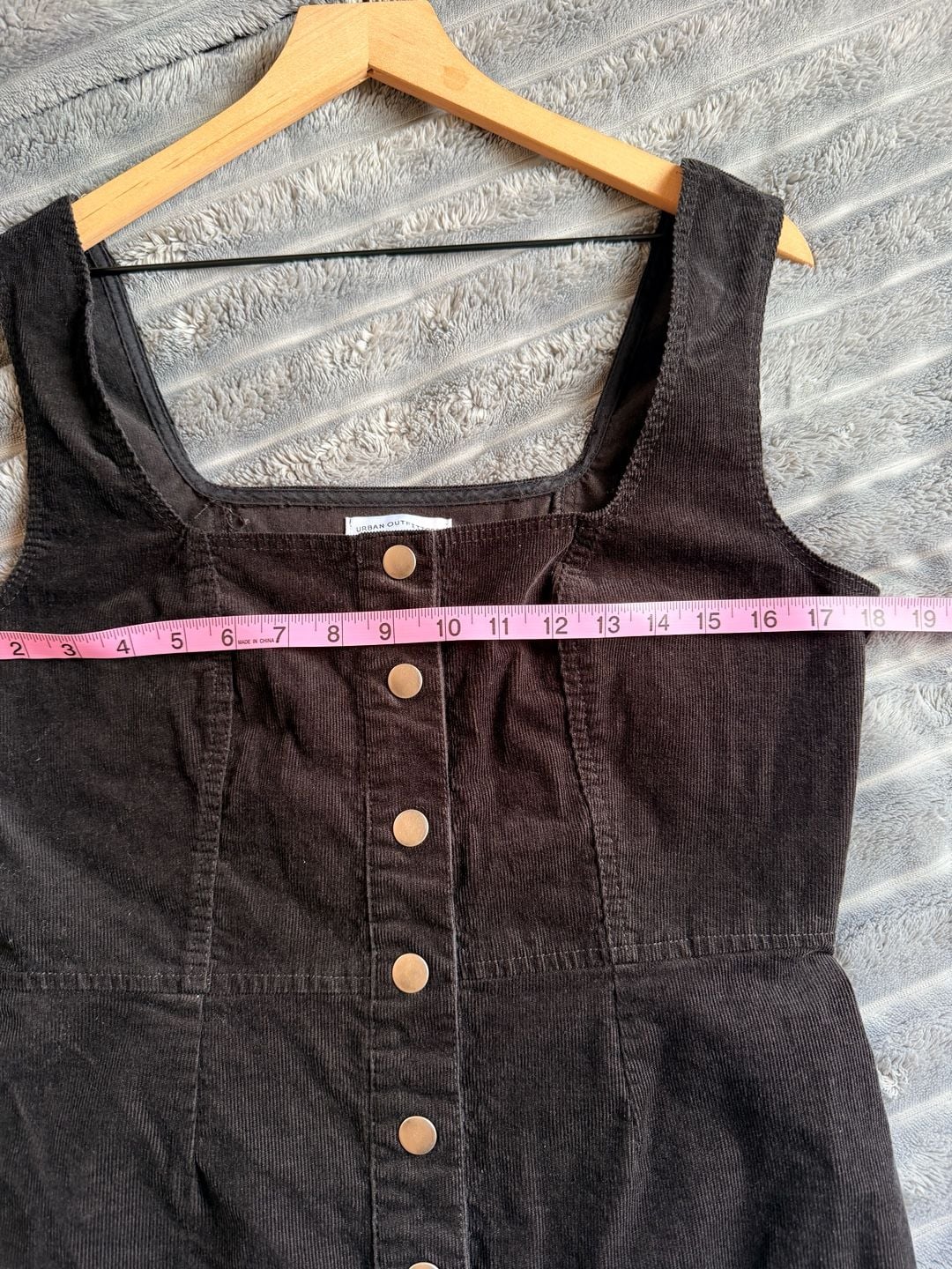 Urban Outfitters Corduroy Mini Dress Size US 12 Black Button Front Grunge Y2K 8