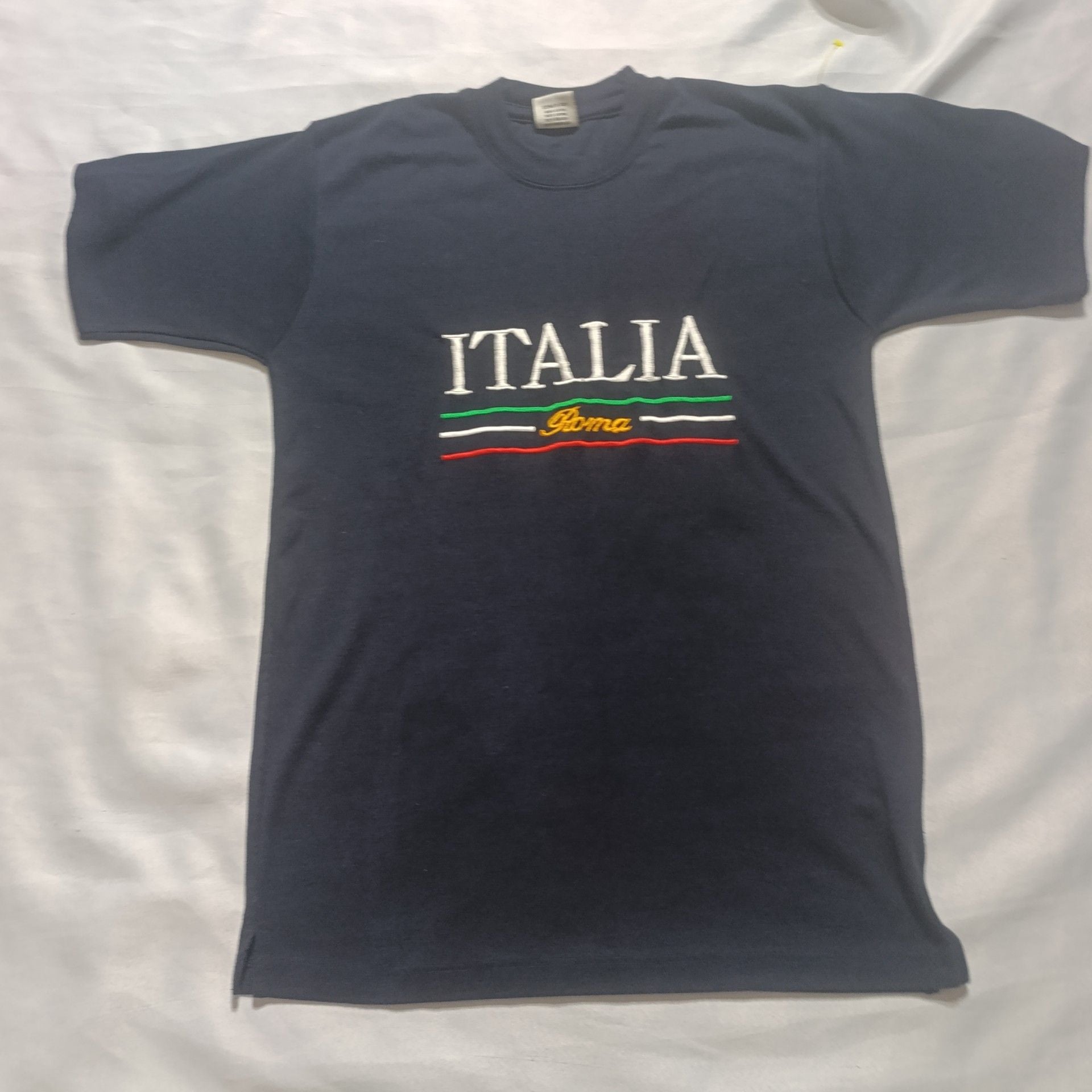 Vintage Italia Roma Embroidered Navy Blue T-Shirt 2