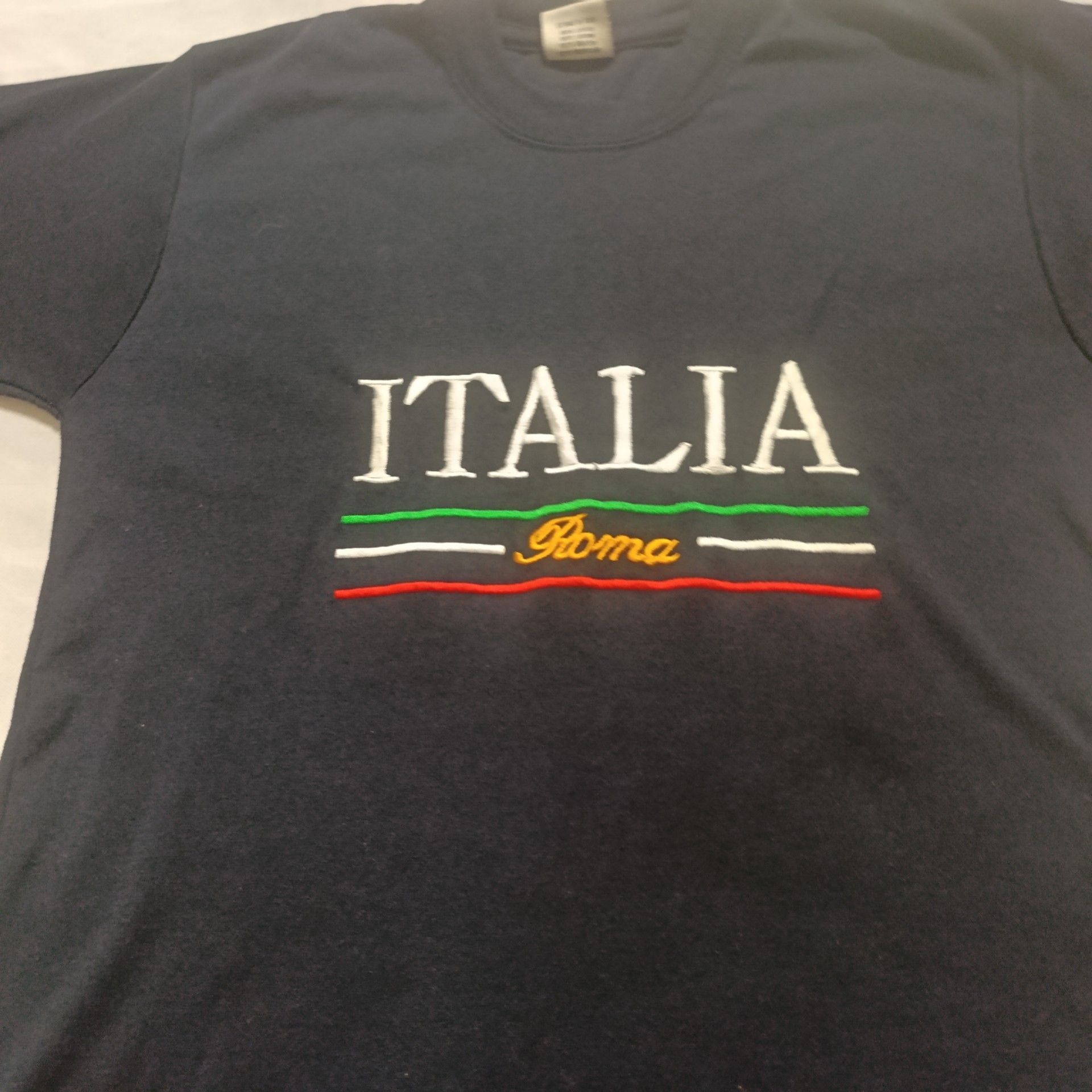 Vintage Italia Roma Embroidered Navy Blue T-Shirt 3