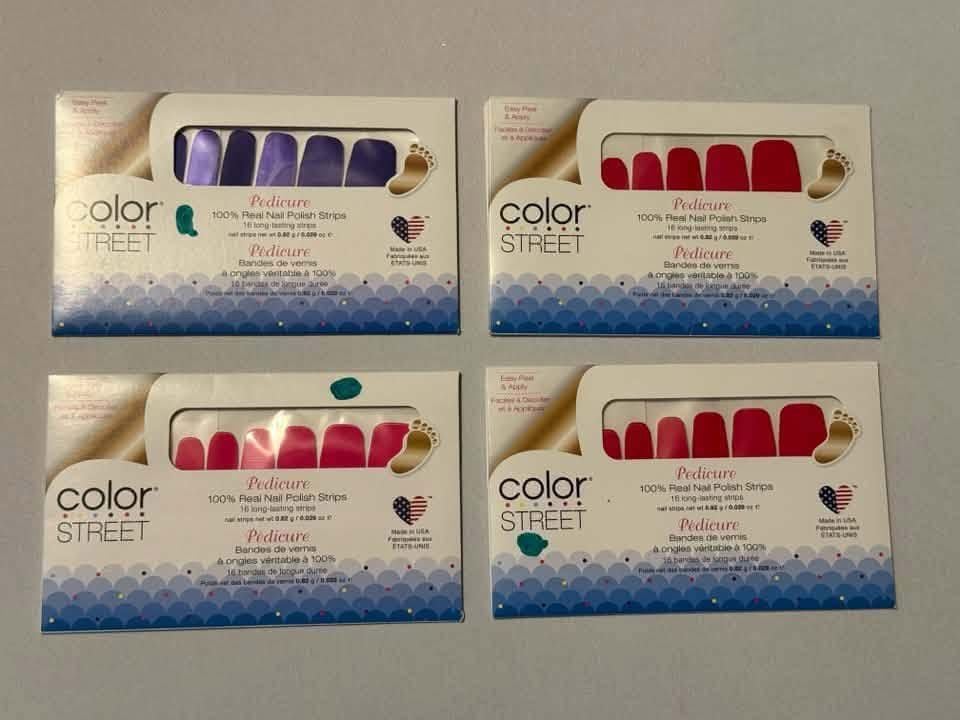 Color Street New Lot of 4 Pedicure Nail Polish Strips 1