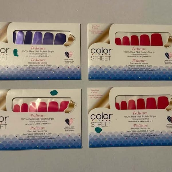 Color Street New Lot of 4 Pedicure Nail Polish Strips 
