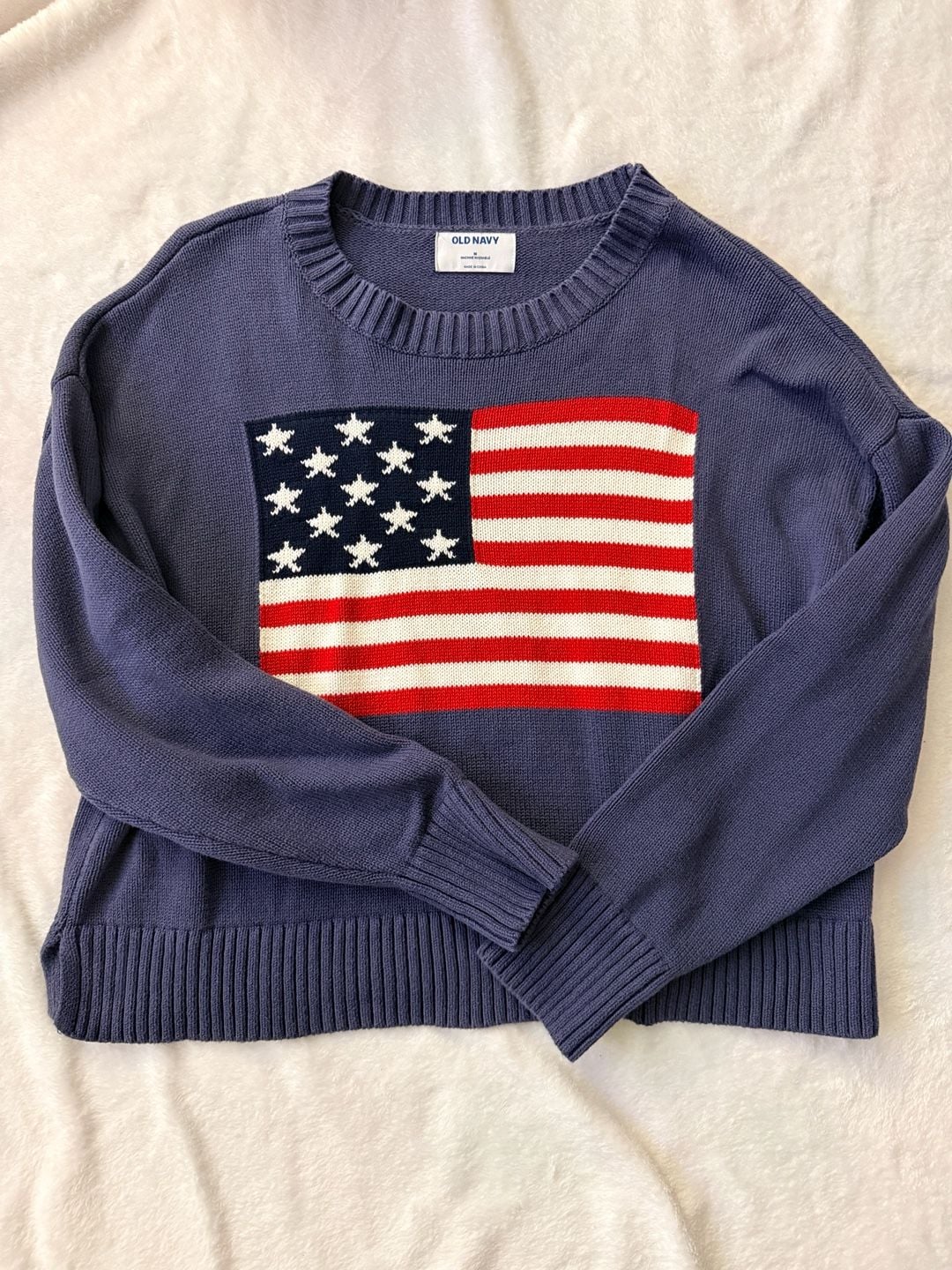 Old Navy American Flag Sweater Size M Blue Knit Pullover USA 3