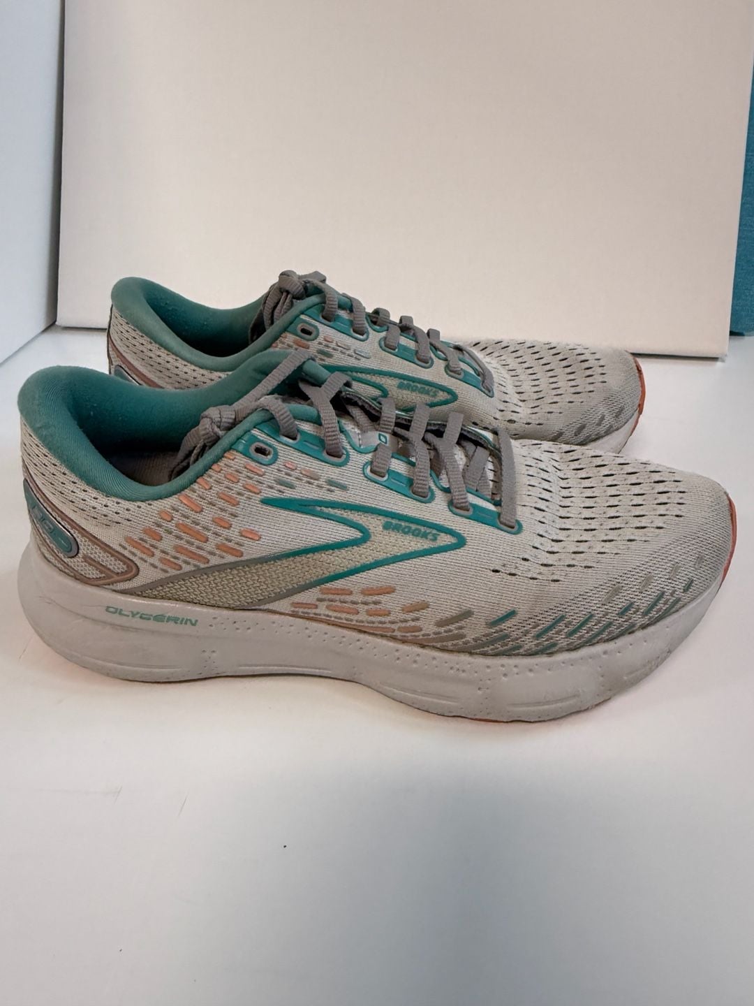 Brooks Glycerin 20 Running Shoes Grey Teal Coral 5