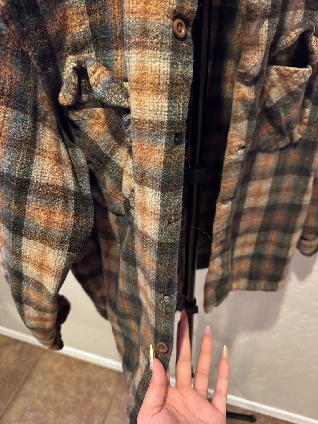 Pendleton Wool Shirt Size L Brown Plaid Vintage Virgin Wool 4