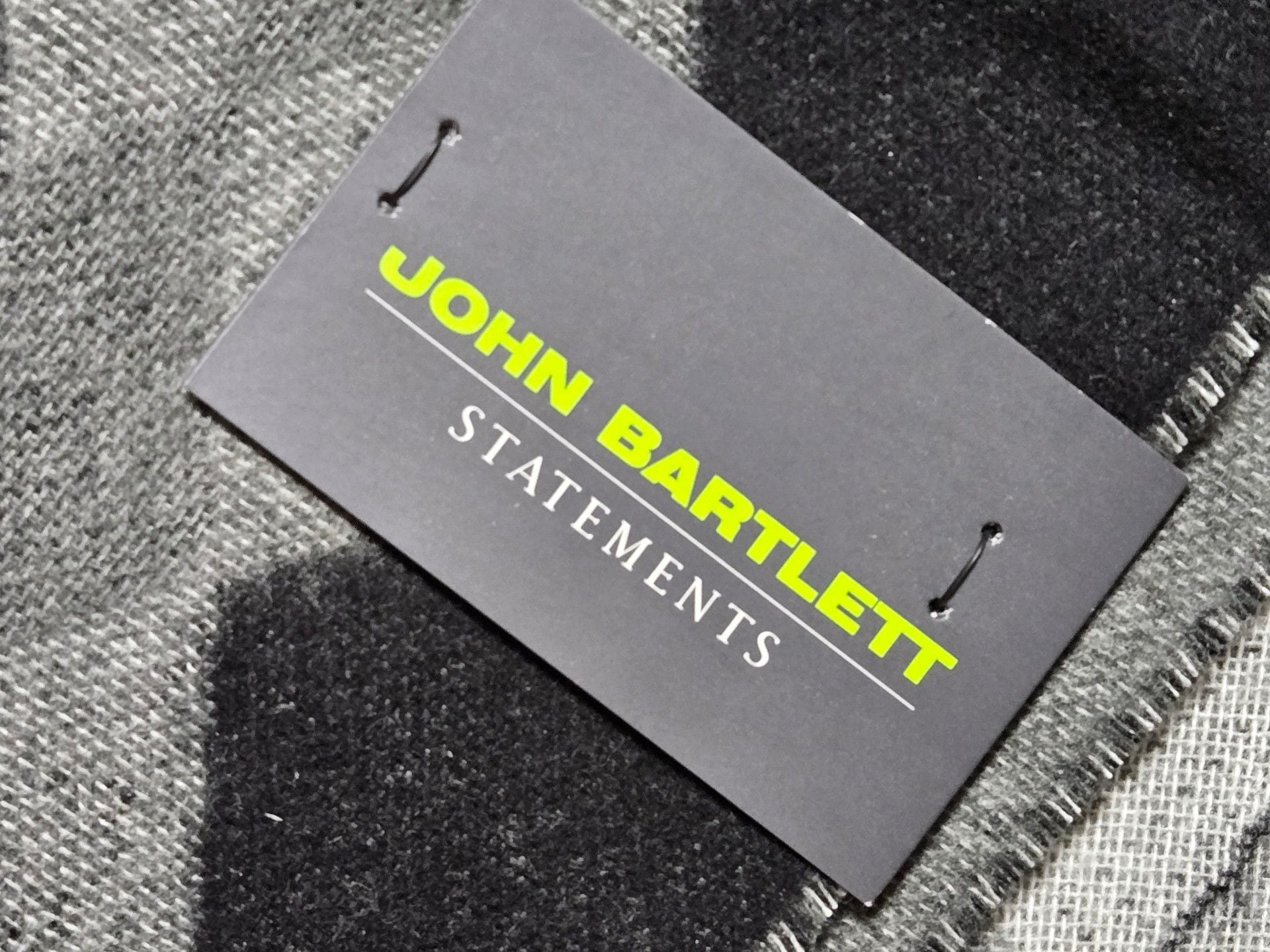 John Bartlett Statements Argyle Scarf Black Gray Fringe 2