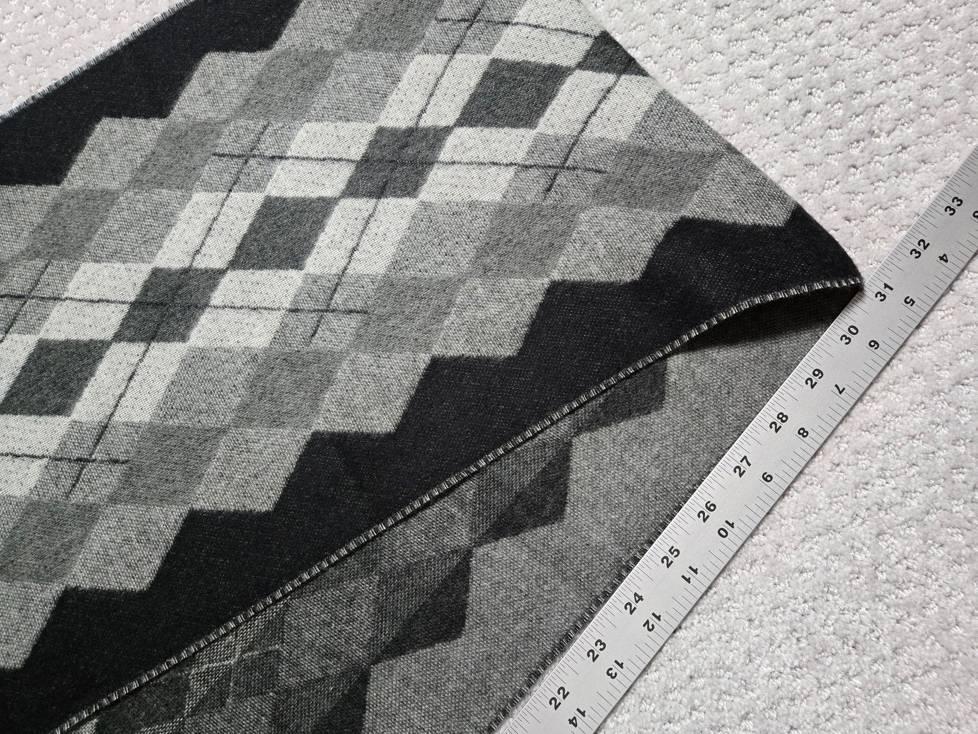 John Bartlett Statements Argyle Scarf Black Gray Fringe 7