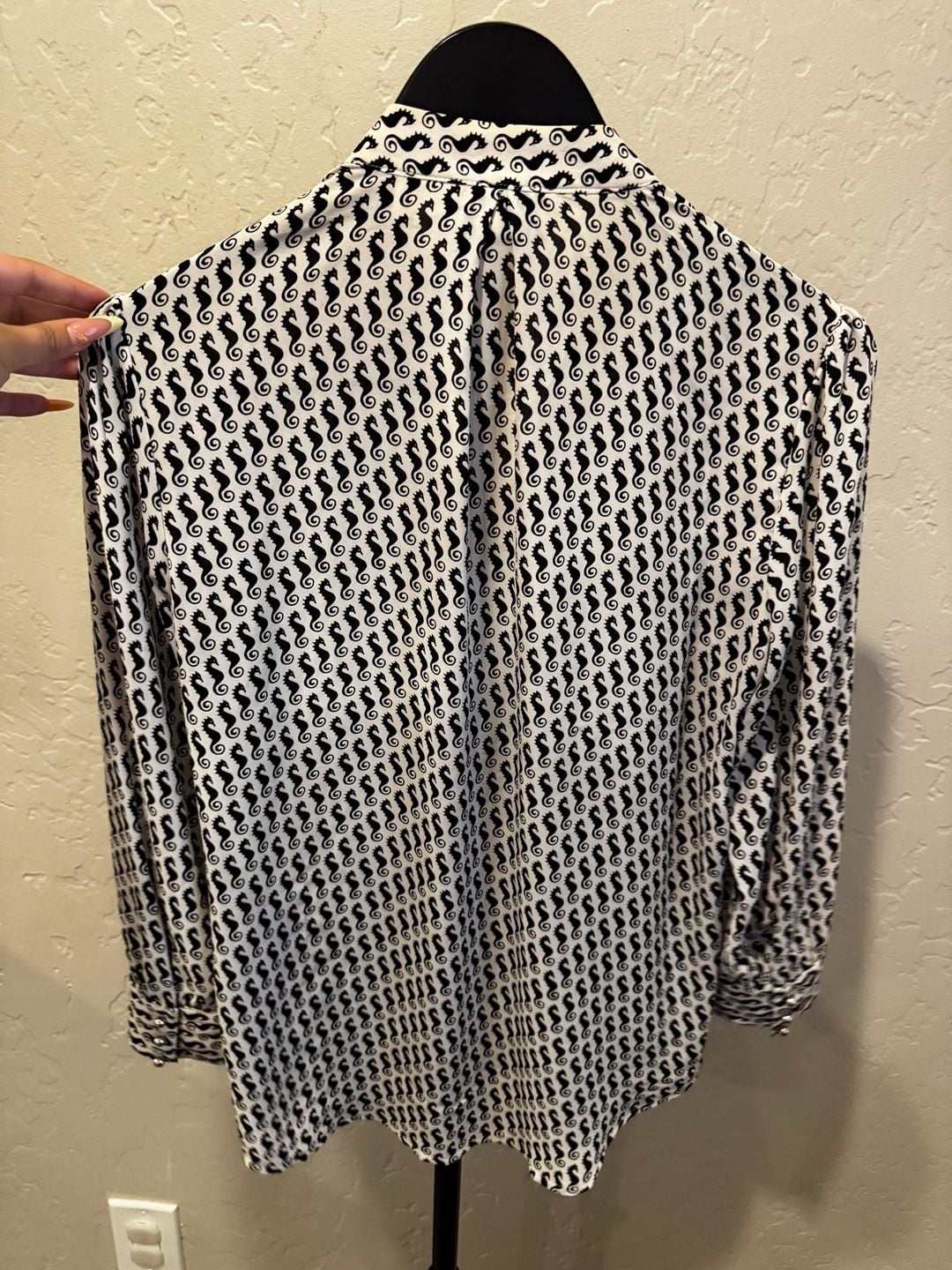Moulinette Soeurs Seahorse Print Blouse Size 0 Black White 6
