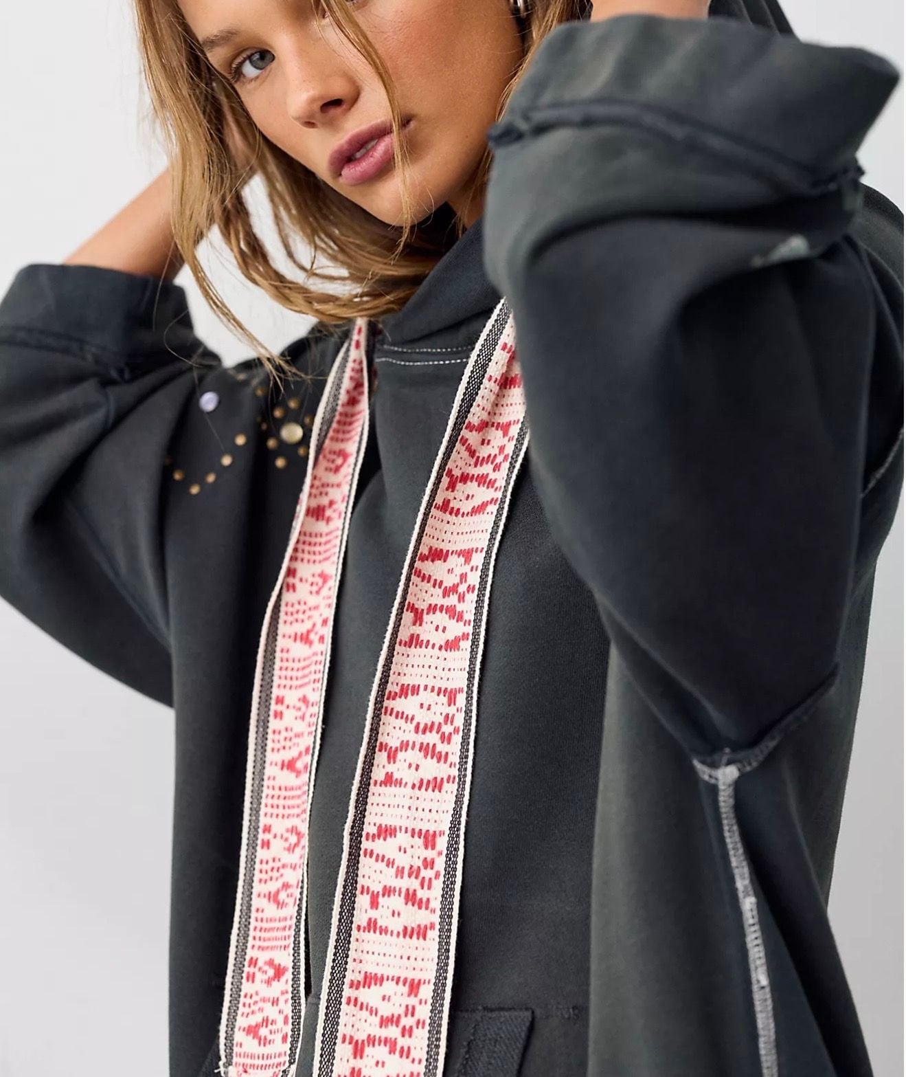 Free People We The Free Bejeweled Pullover Hoodie size Large 2