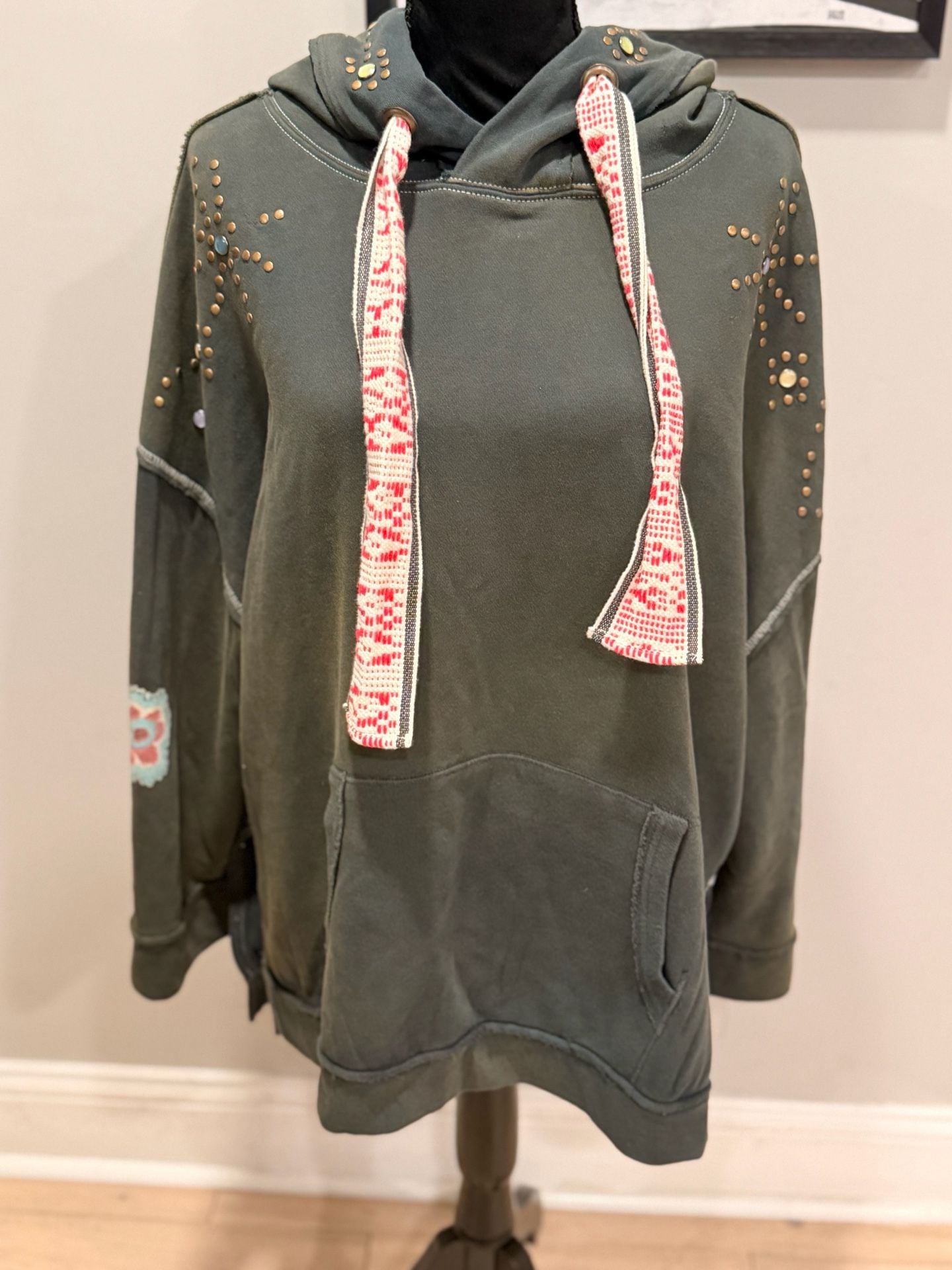 Free People We The Free Bejeweled Pullover Hoodie size Large 6