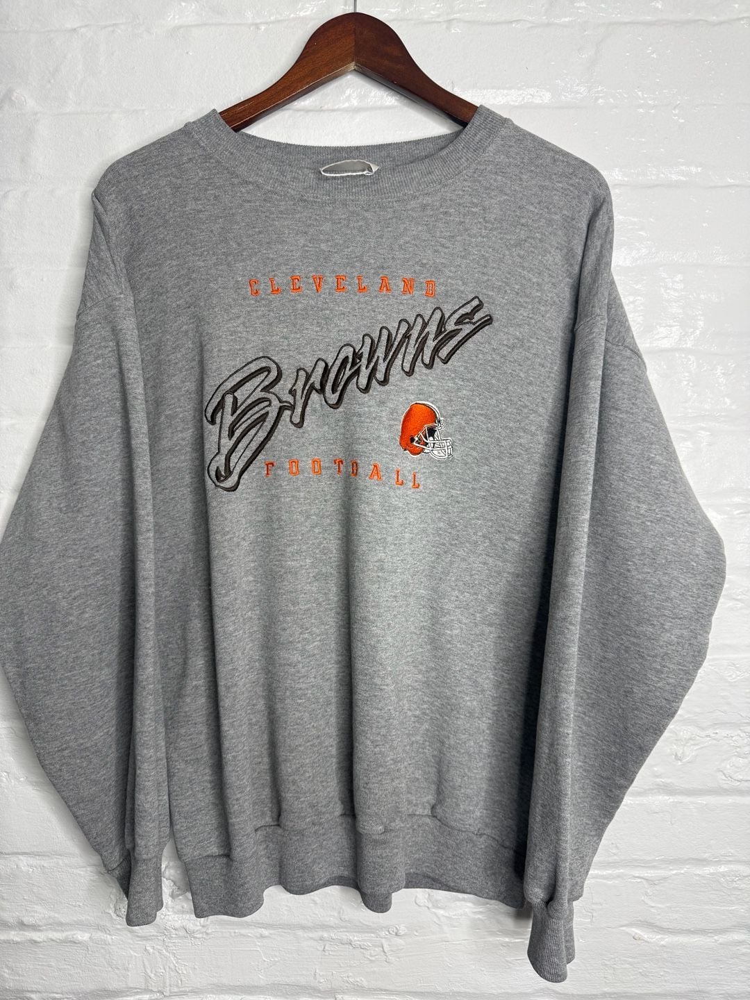 Logo Athletic Cleveland Browns Sweatshirt Gray NFL Football Embroidered 2