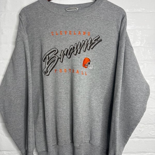 Logo Athletic Cleveland Browns Sweatshirt Gray NFL Football Embroidered
