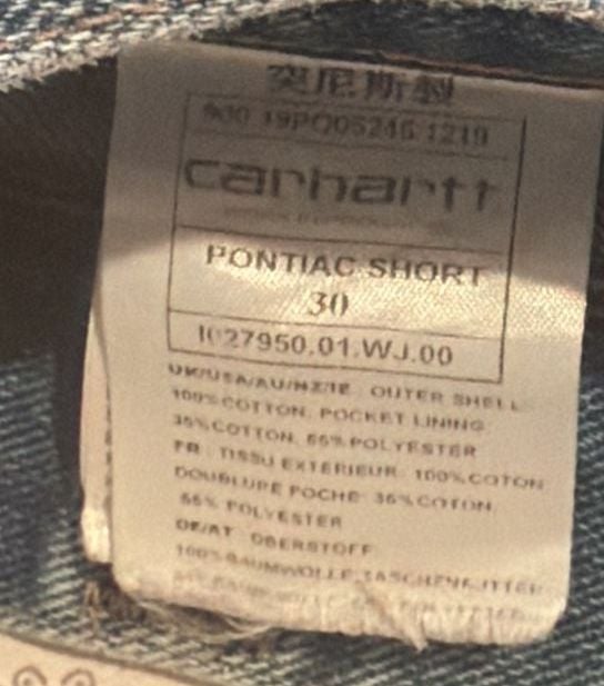 Carhartt WIP Pontiac Short Size 30 Blue Denim Jeans 6