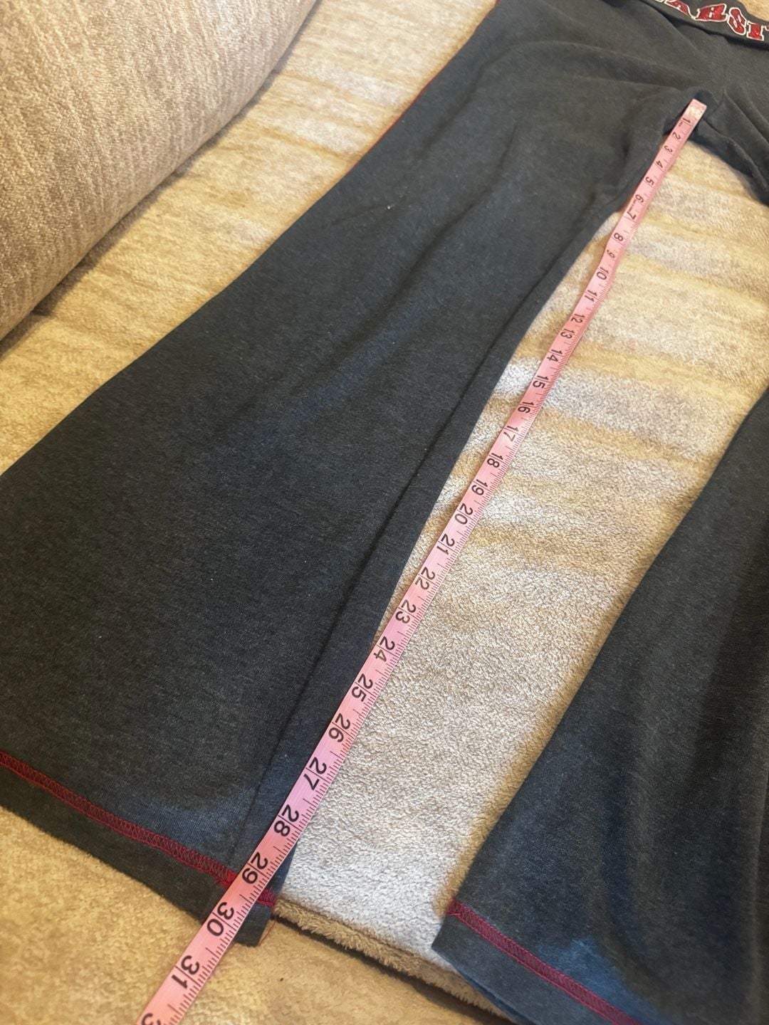 Vintage Varsity Foldover Flare Leggings Charcoal Heather Gray Bling 7