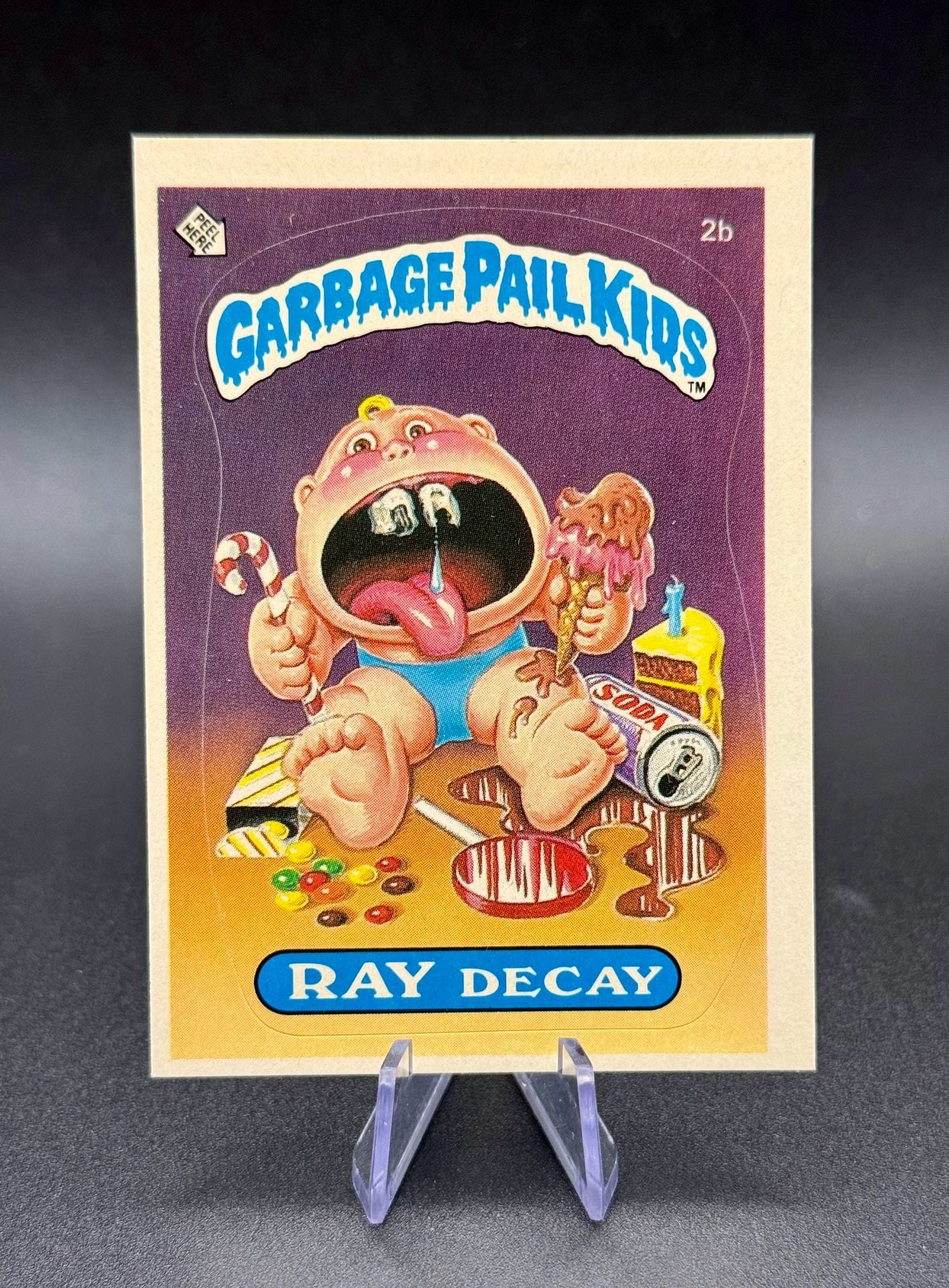 AUTHENTIC 1985 SERIES 1 Garbage Pail Kids Ray Decay 2b Trading Card Sticker GPK! 2