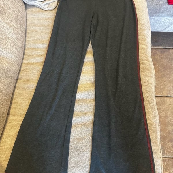 Vintage Varsity Foldover Flare Leggings Charcoal Heather Gray Bling