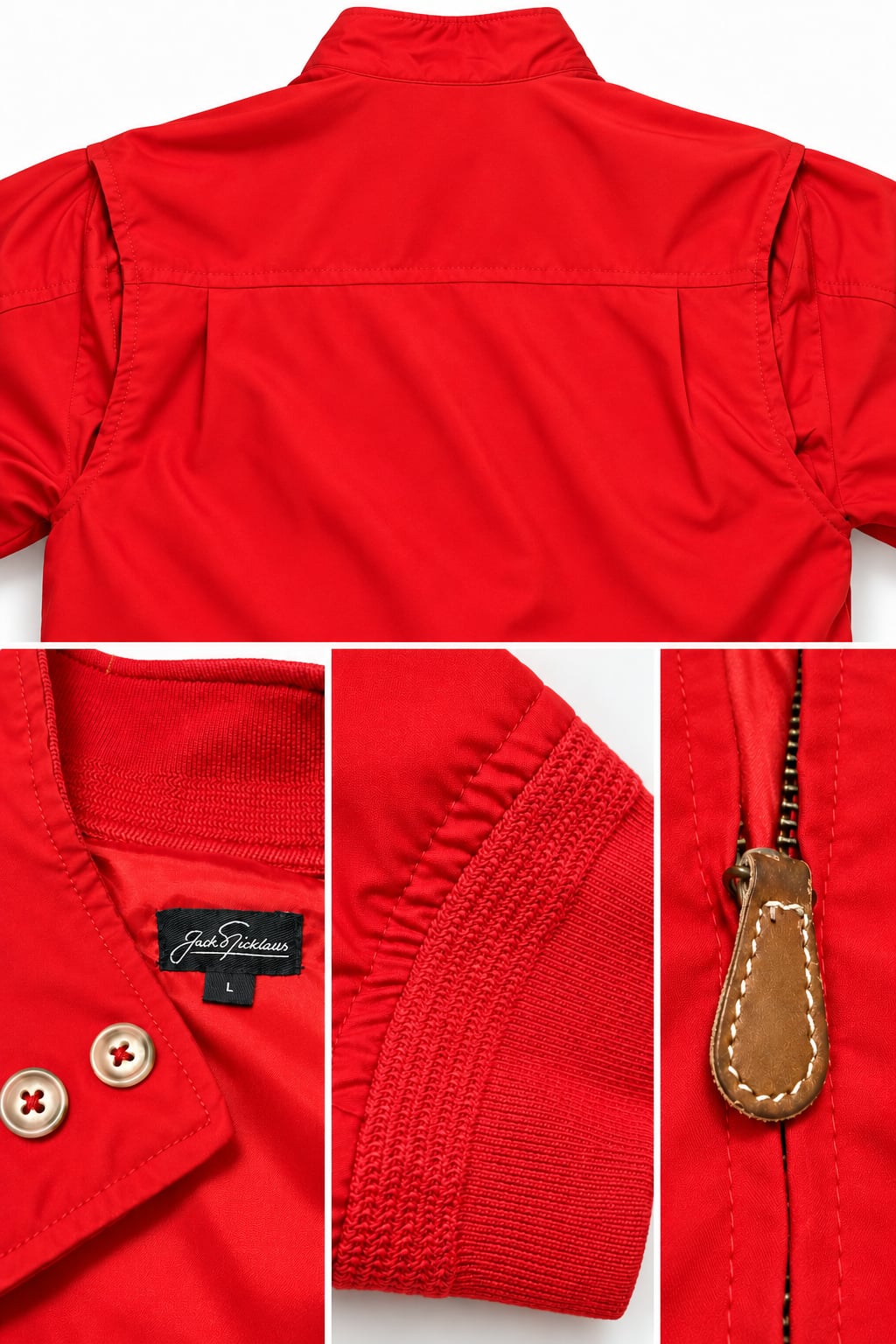 Vintage Jack Nicklaus Harrington Jacket Size L Red Full Zip Bomber 3