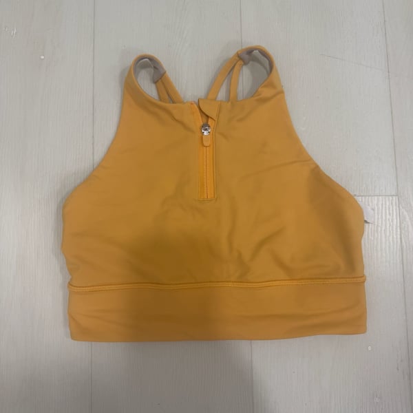 Lululemon Energy High Neck Longline Zip Bra Size 8 Orange Mango Dream
