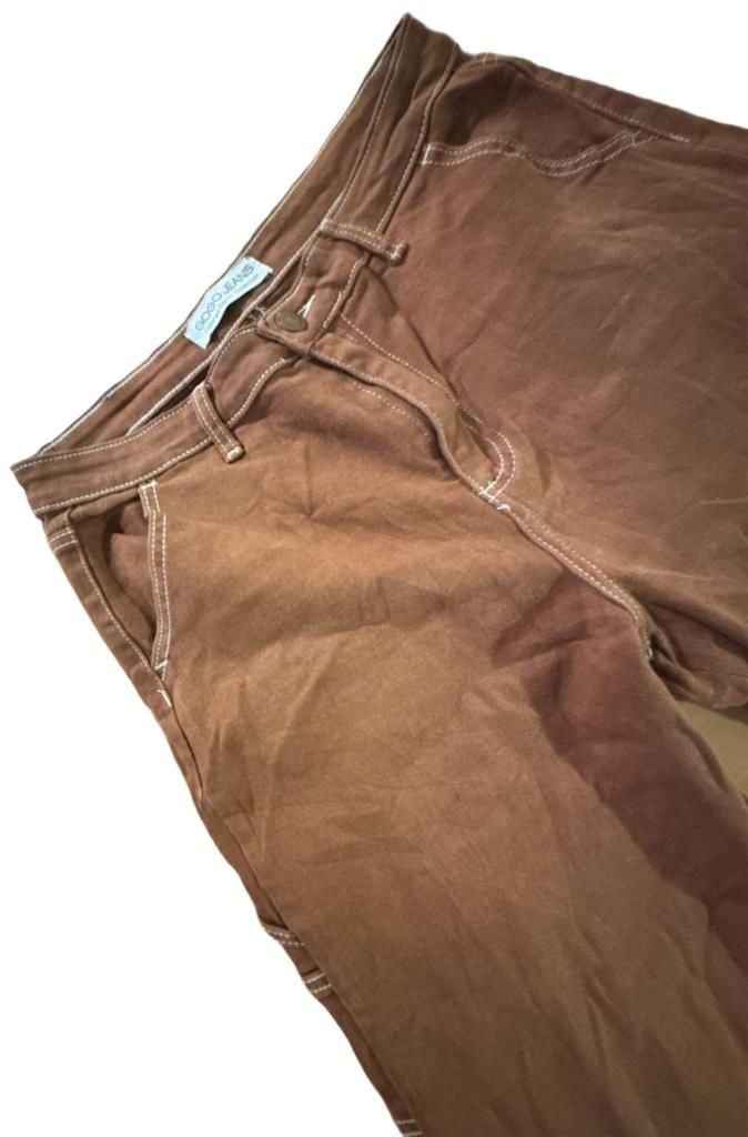 GoGo Women’s Carpenter Jeans Brown Y2K Denim Vintage Inspired Statement 30x28 2