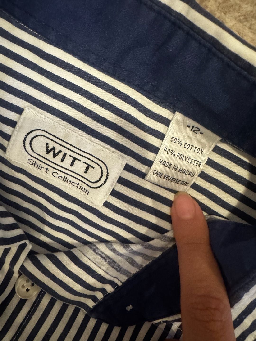 Witt Shirt Collection Striped Button Down Shirt Size 12 3