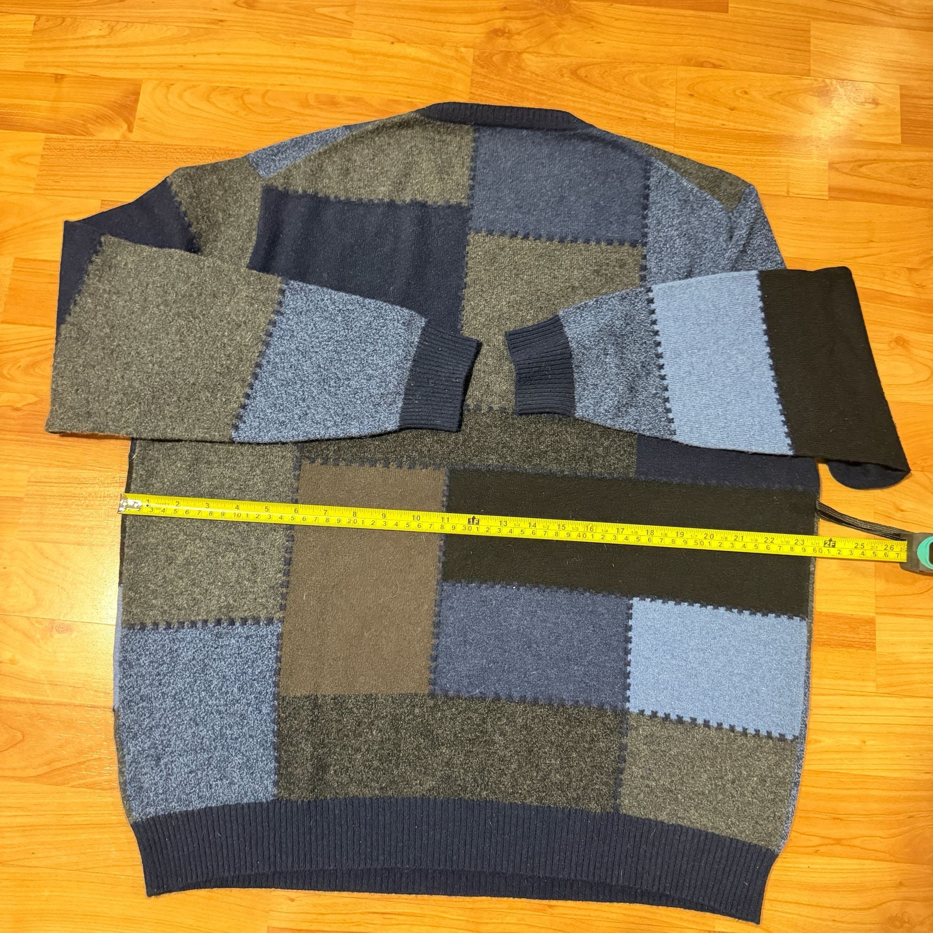 Inis Meáin Geansaí 100% Cashmere Patchwork Colorblock Crewneck Sweater Men’s L 8