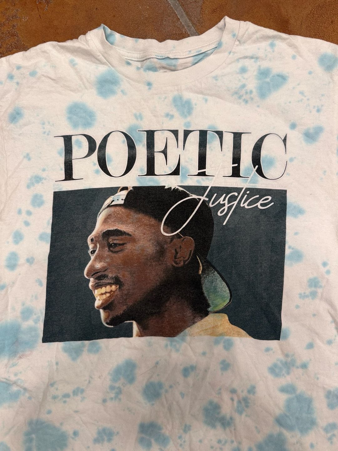 Vintage 90s Poetic Justice Tupac Shakur Graphic T-Shirt Blue Tie Dye 2
