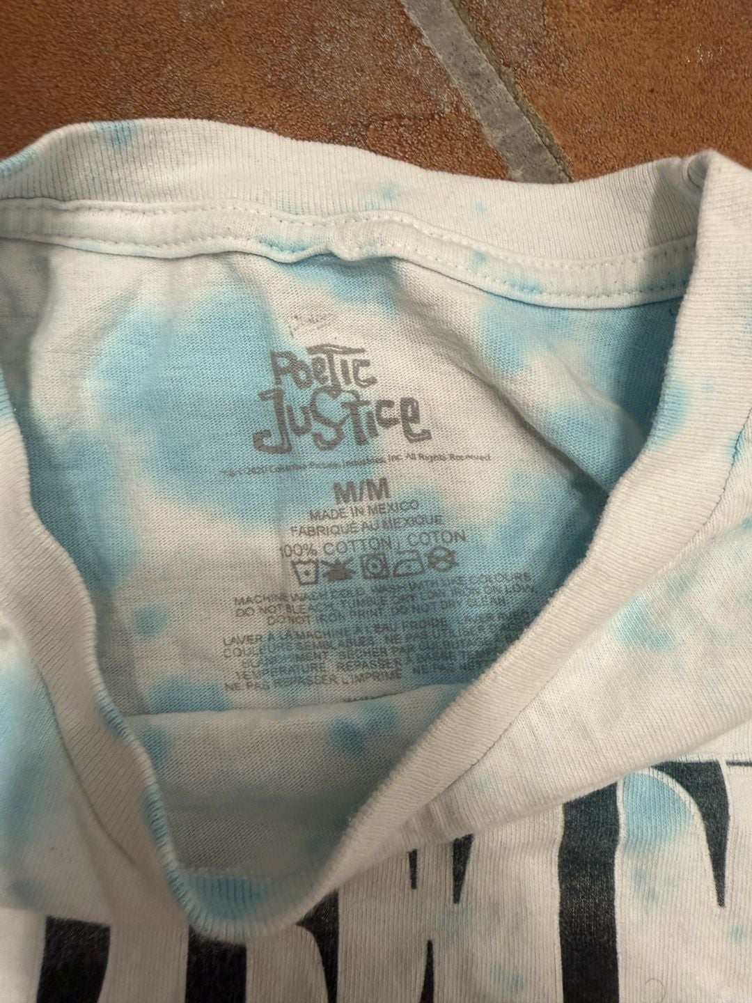 Vintage 90s Poetic Justice Tupac Shakur Graphic T-Shirt Blue Tie Dye 3