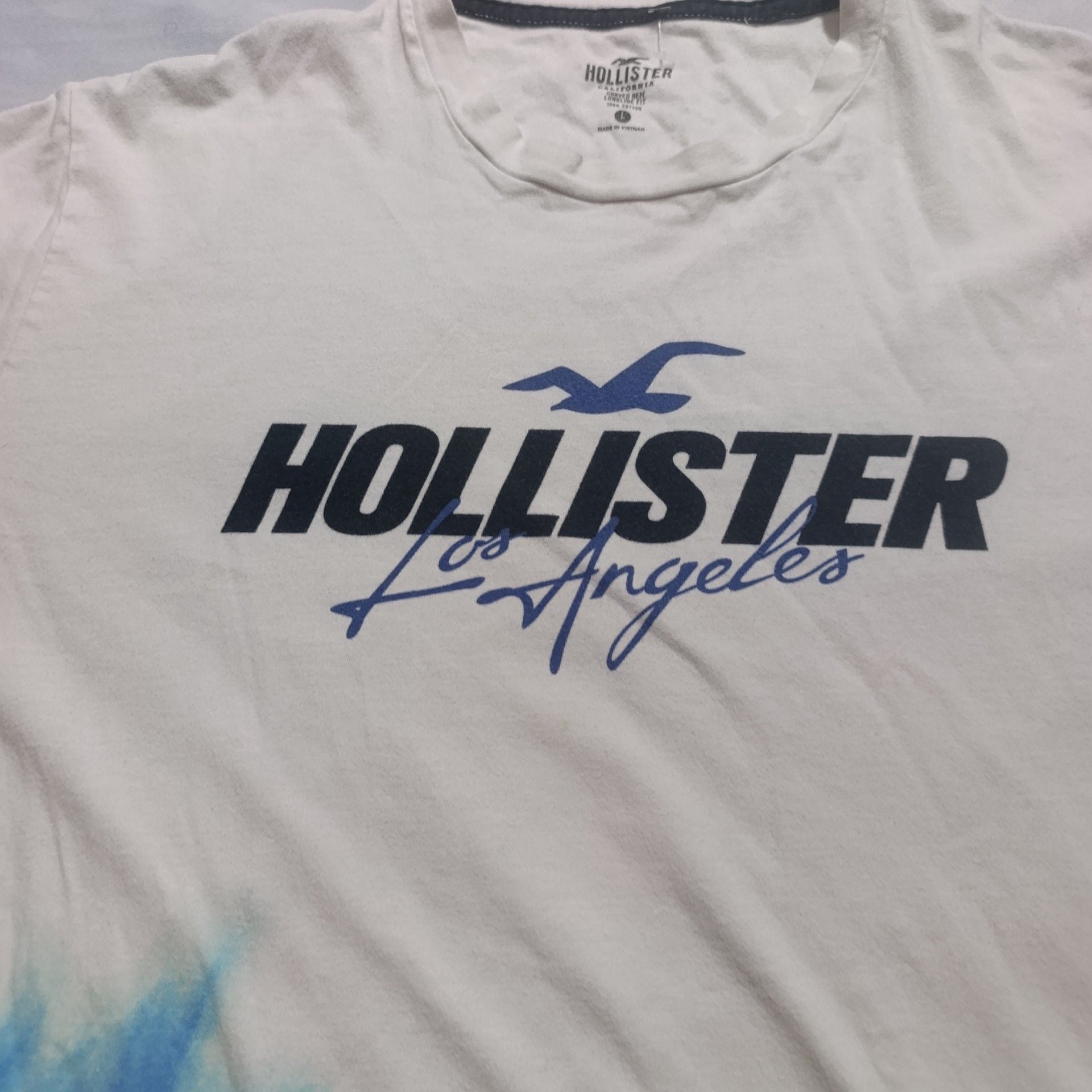 Hollister Los Angeles Graphic Tee Size L White Blue Ombre 3