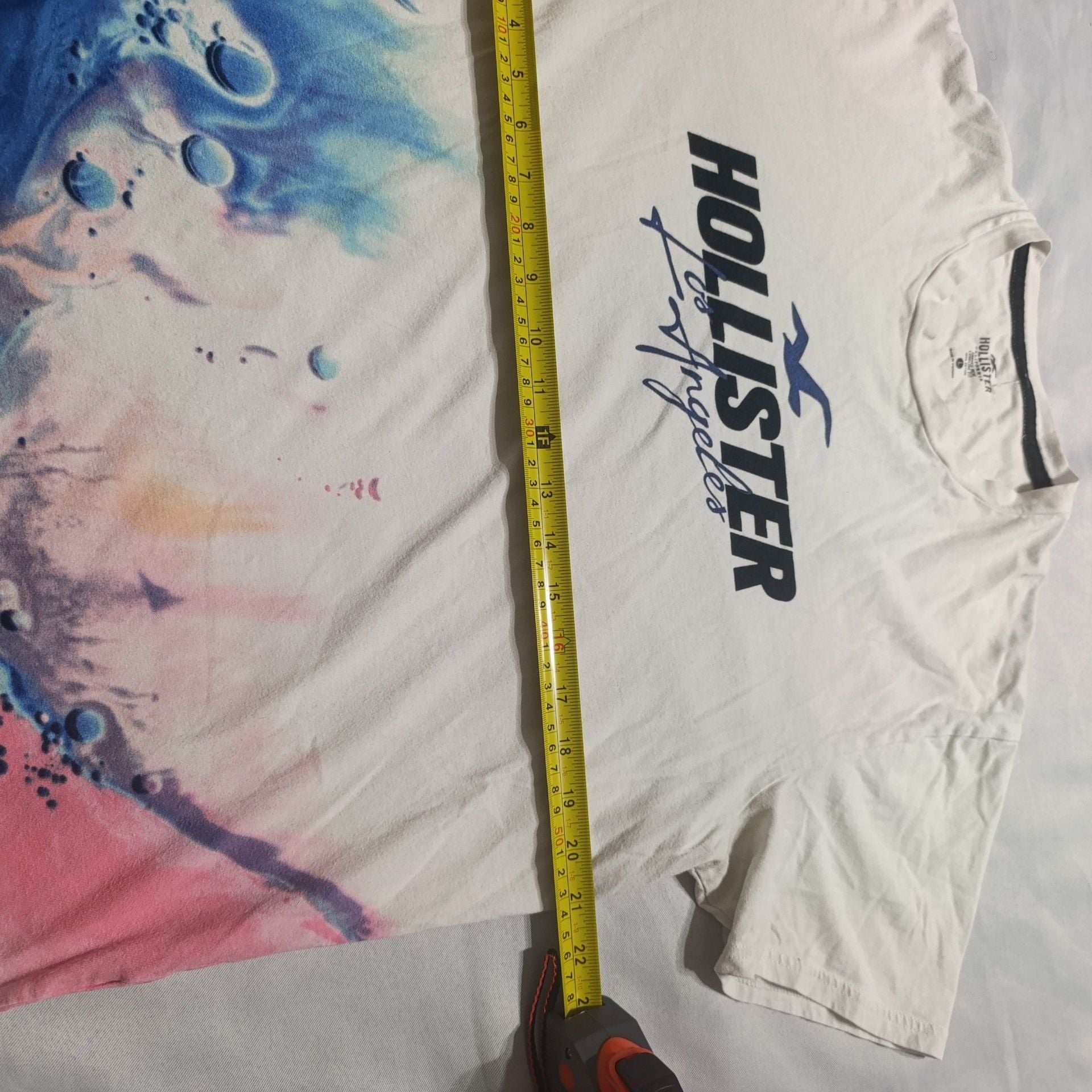 Hollister Los Angeles Graphic Tee Size L White Blue Ombre 5