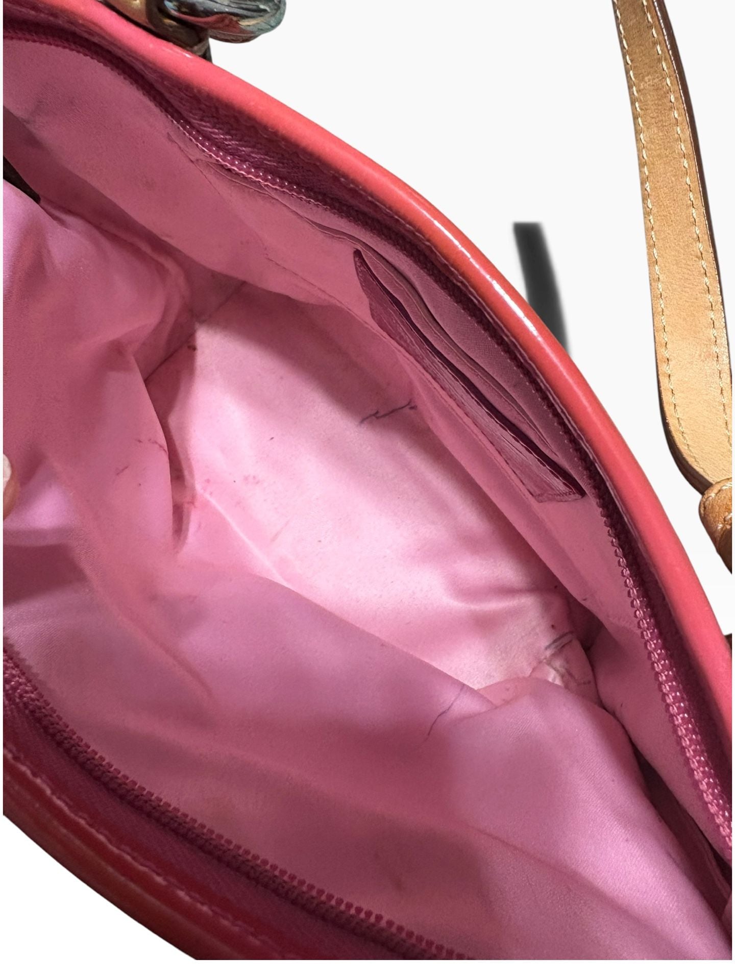 Coach Peyton Signature Embossed Patent Leather Tote Handbag Pink 7