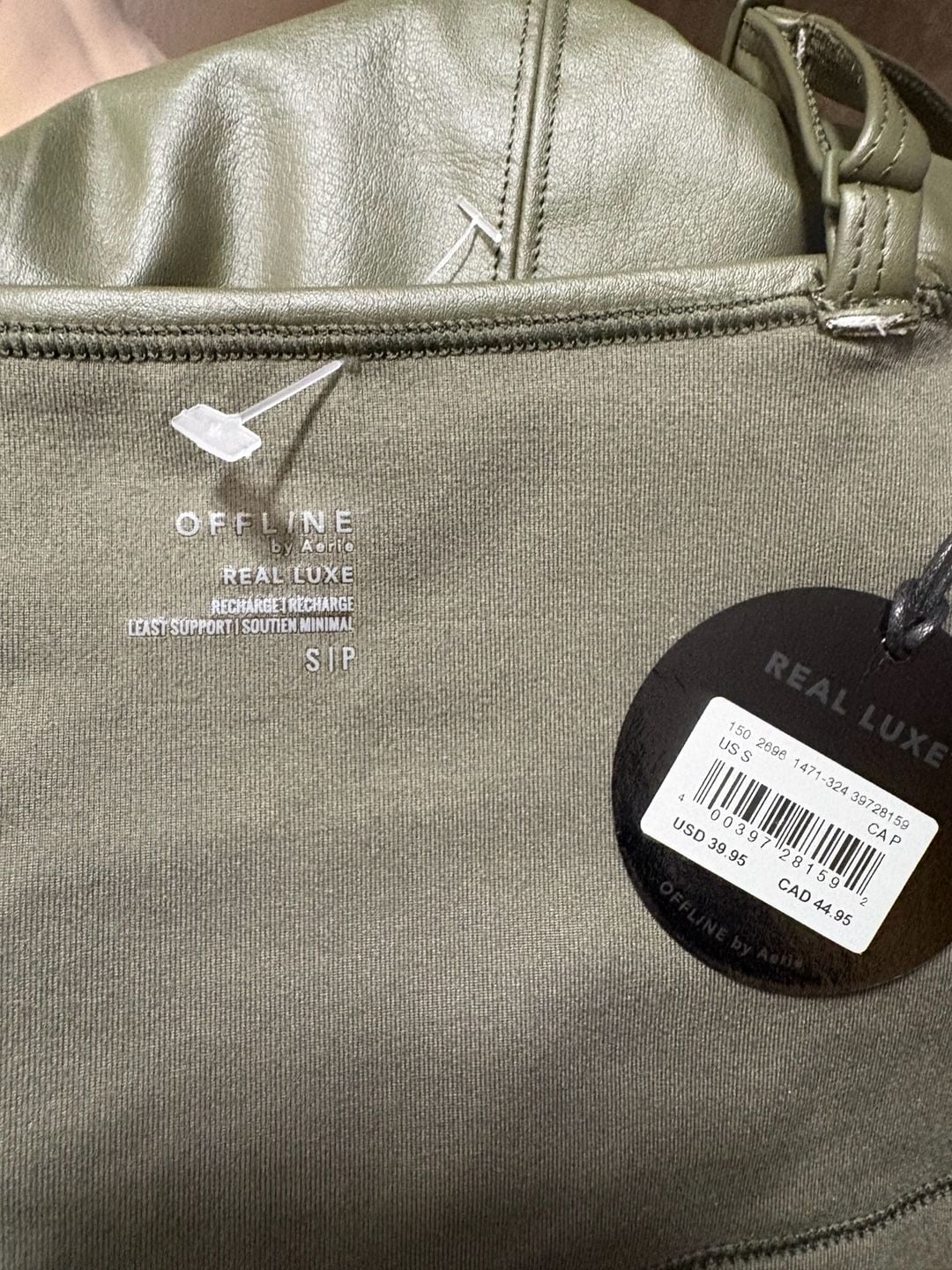 OFFLINE by Aerie Real Luxe Crop Top Size S Green Faux Leather Cami 6