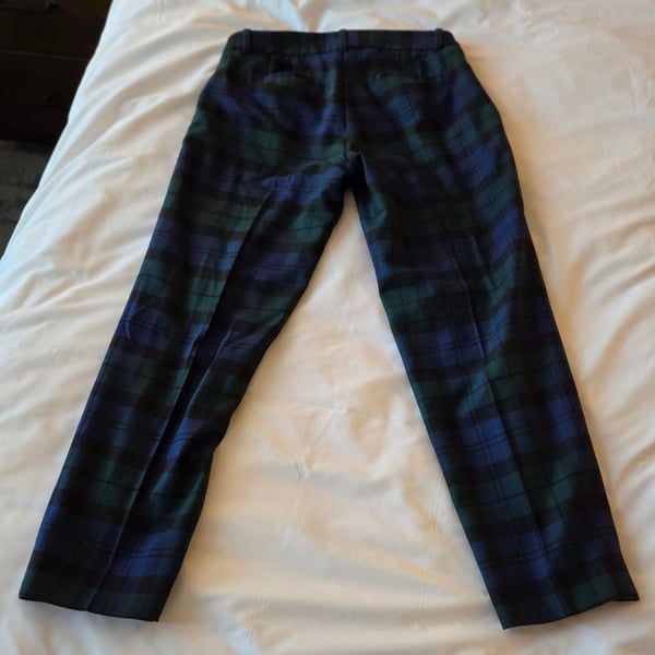 J.Crew Stretch Pants Size 2 Blue Green Plaid Tartan Wool Blend