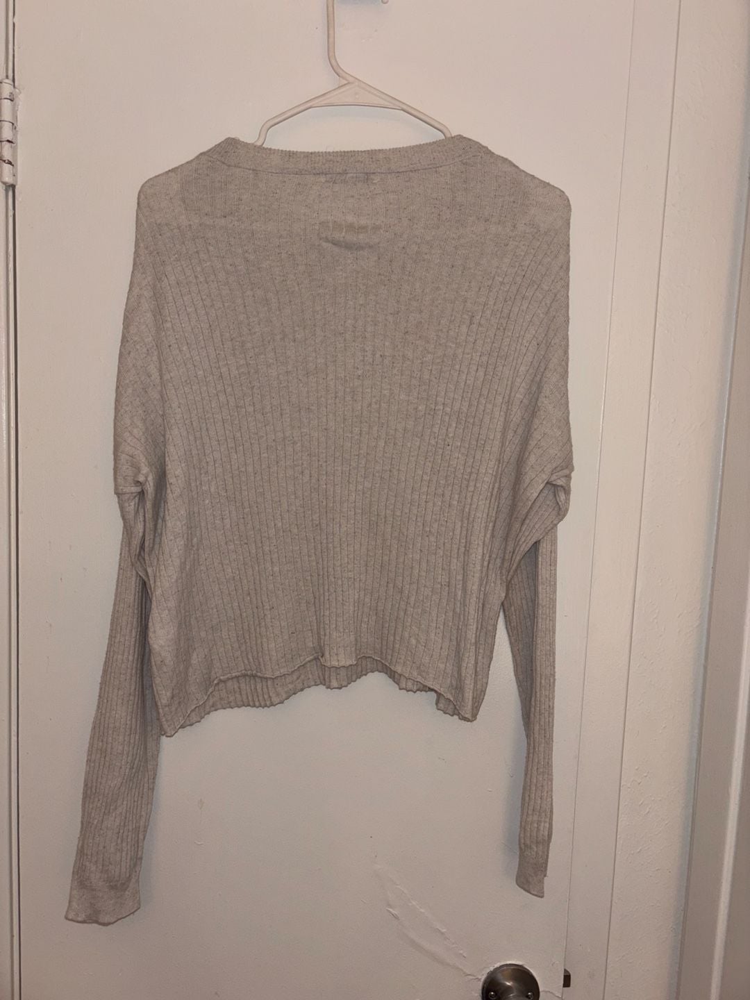 Madewell Donegal Lawson Crop Pullover Sweater Size L Beige Marled Ribbed 3