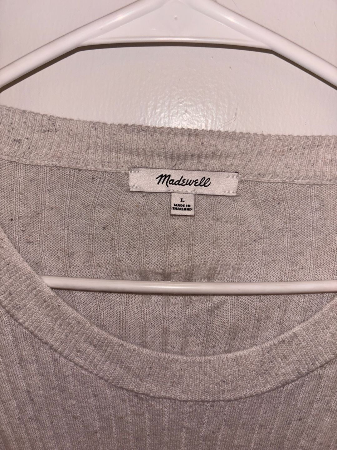 Madewell Donegal Lawson Crop Pullover Sweater Size L Beige Marled Ribbed 4
