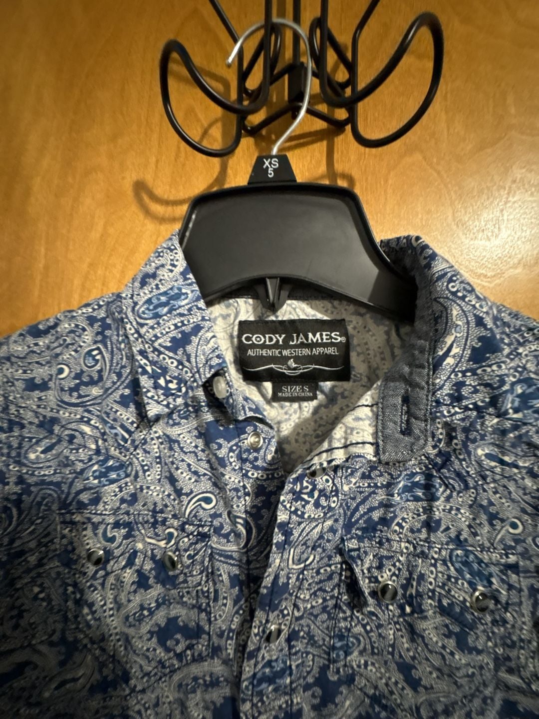 Cody James Western Shirt Boys Size S Blue Paisley Print Long Sleeve Snap 3