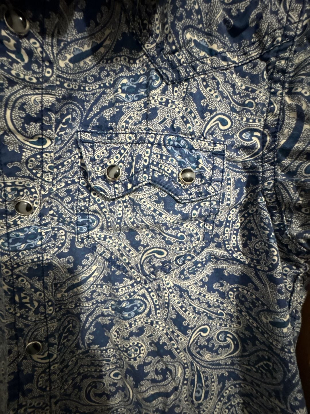 Cody James Western Shirt Boys Size S Blue Paisley Print Long Sleeve Snap 4