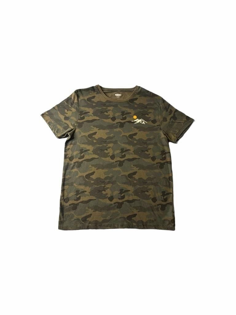 Old Navy T-Shirt Size L Green Camo Mountain Sun Graphic 2