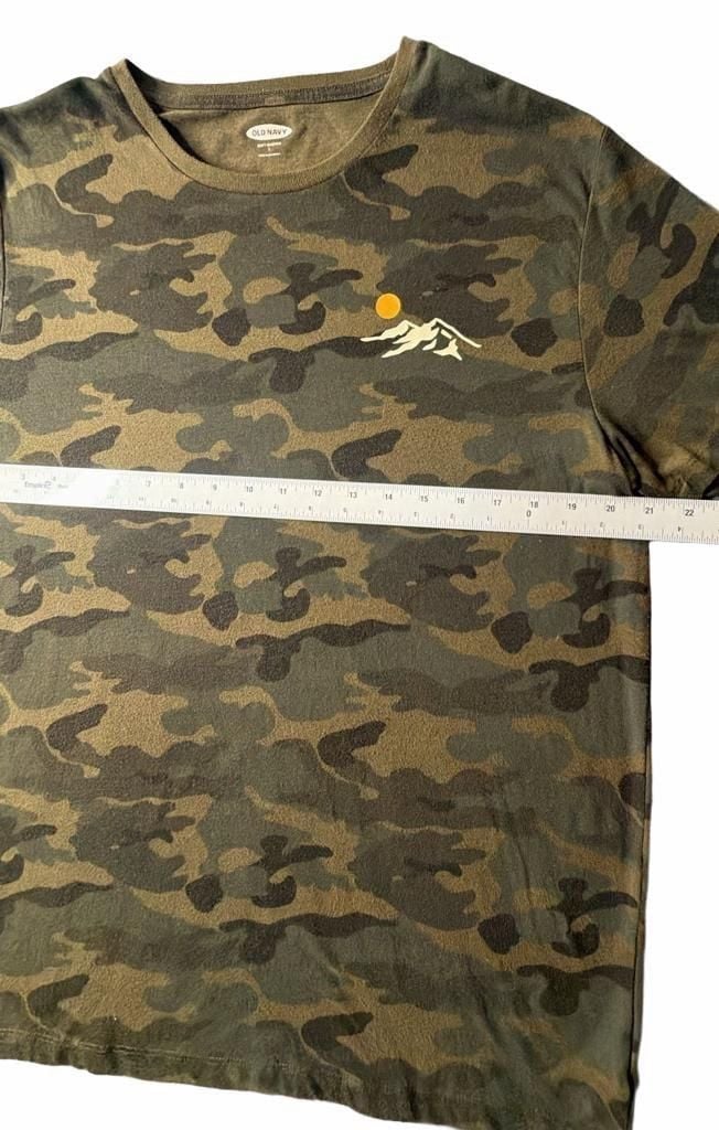 Old Navy T-Shirt Size L Green Camo Mountain Sun Graphic 3