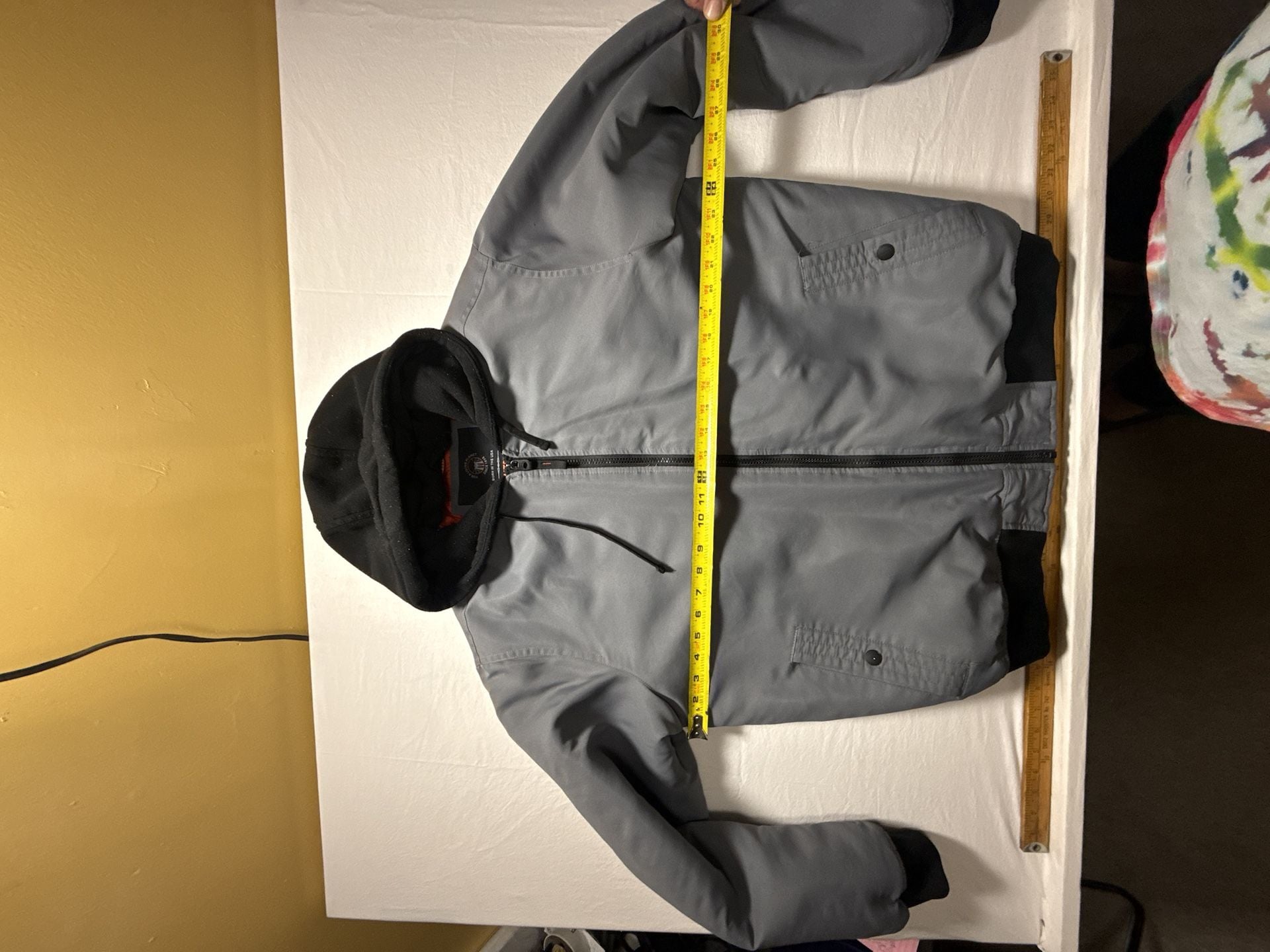 Hawke & Co Hooded Bomber Jacket Size L Gray Orange 7