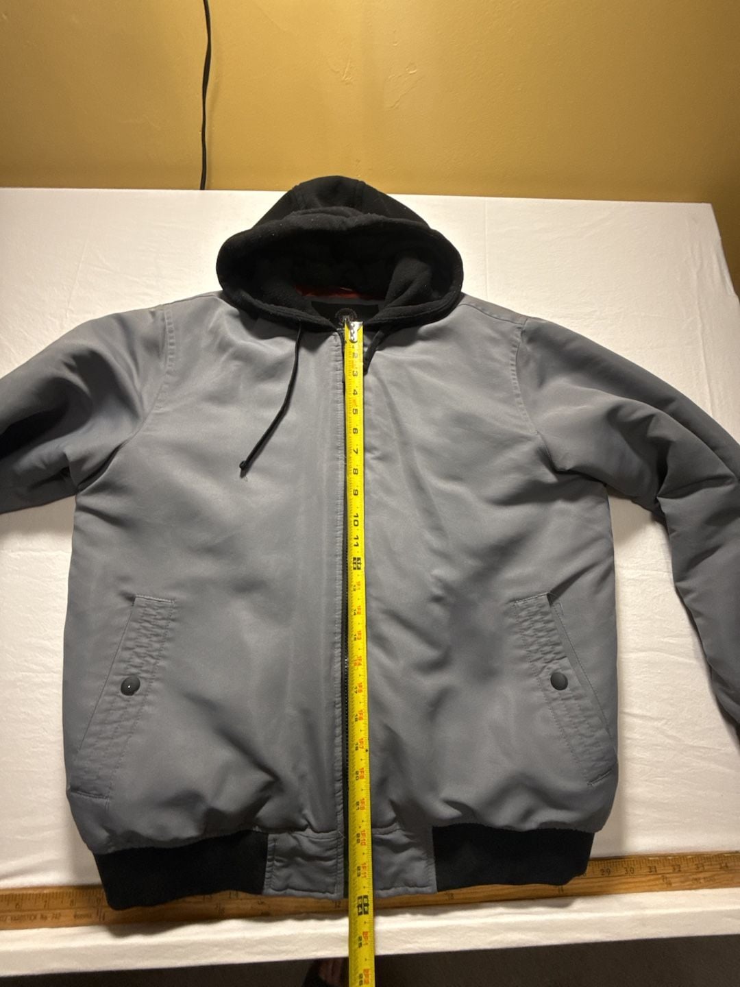 Hawke & Co Hooded Bomber Jacket Size L Gray Orange 8