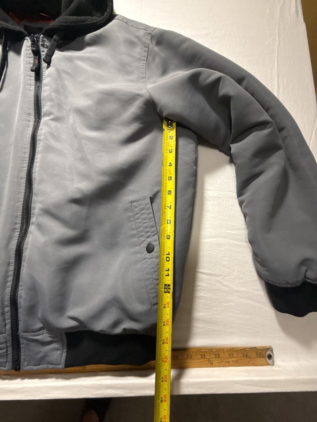 Hawke & Co Hooded Bomber Jacket Size L Gray Orange 9