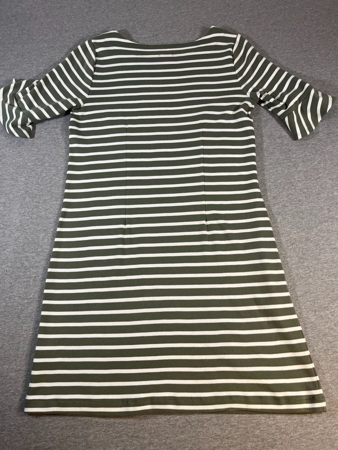 Talbots Green/White Striped Ruffle Sleeve Dress Women’s Size Mp 5
