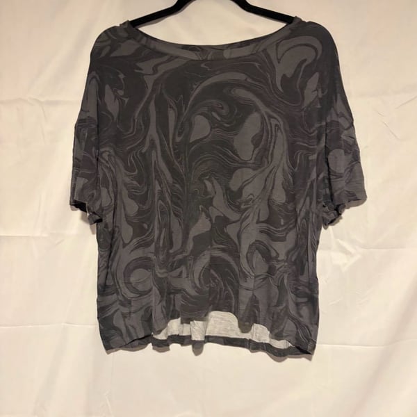 Yam & Sea T-Shirt Size XL Grey Marbled Short Sleeve Scoop Neck Top