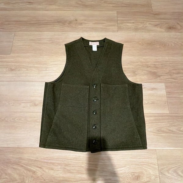 Filson Mackinaw Wool Vest Size 42 Forest Green Virgin Wool