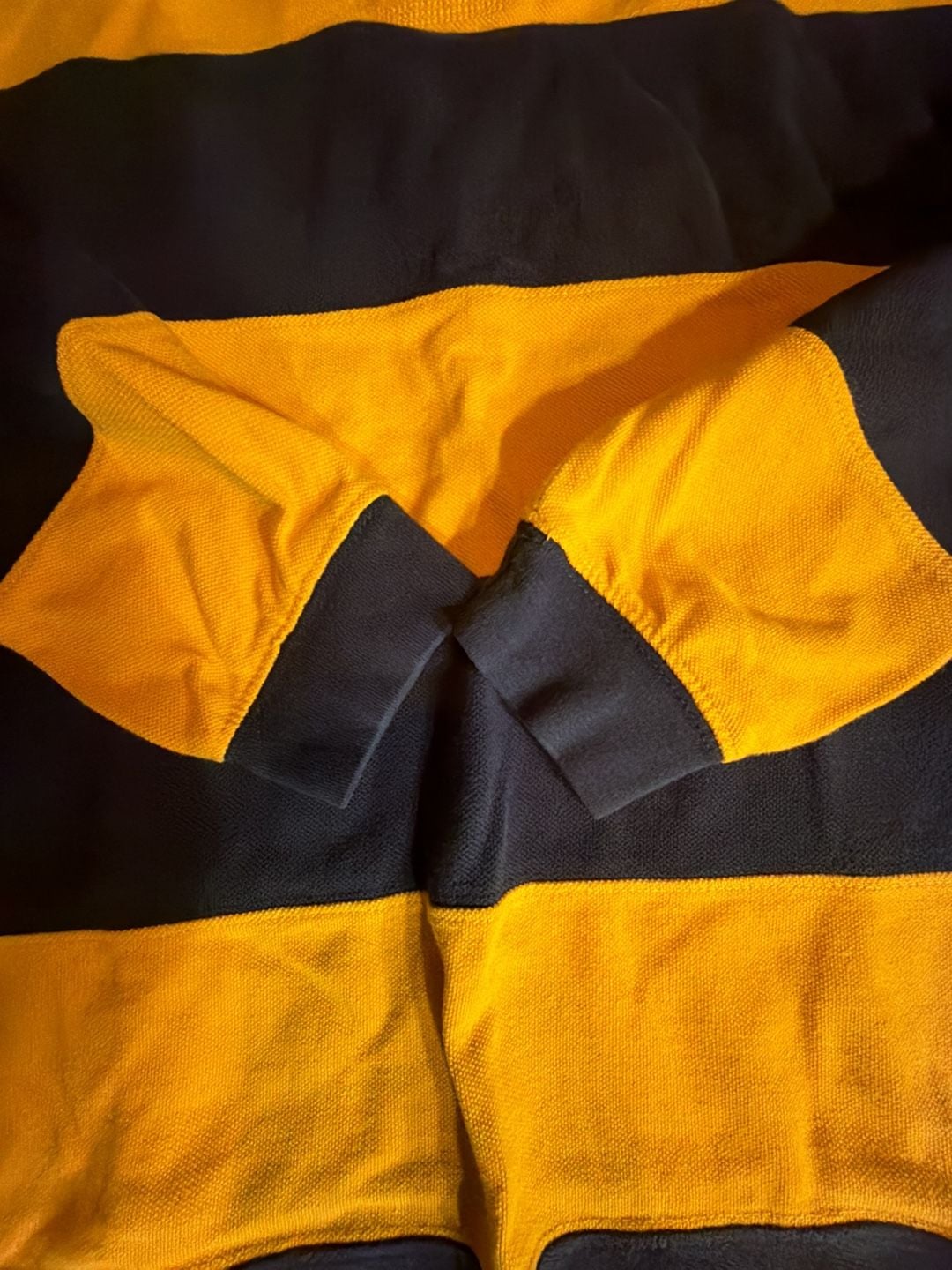 Steve & Barry's Rugby Shirt Size Large Blue Yellow Striped Long Sleeve 4