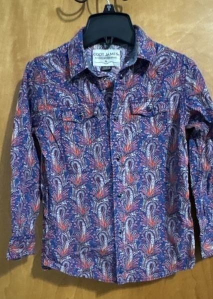 Cody James Jefferson Paisley Print Long Sleeve Western Shirt Size boys M. 2