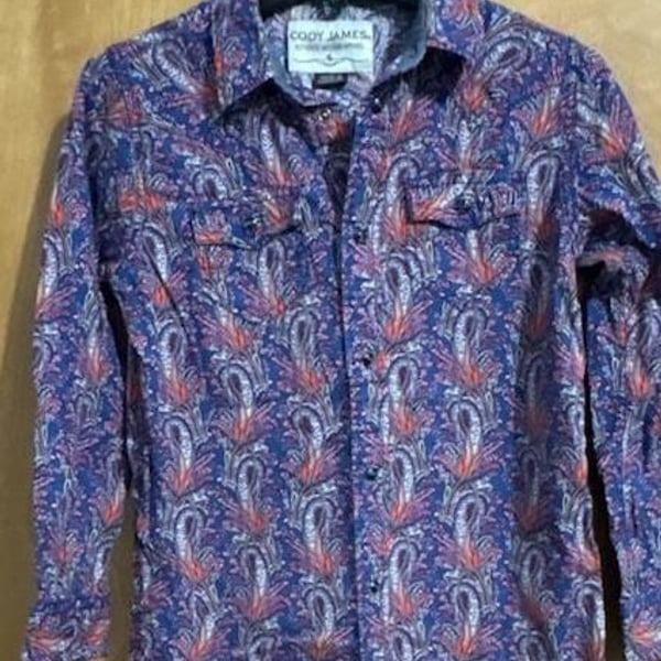 Cody James Jefferson Paisley Print Long Sleeve Western Shirt Size boys M.