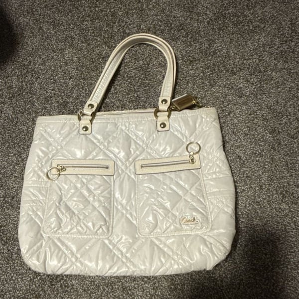 Coach Quilted Nylon Tote Bag No. M0973-15878 White