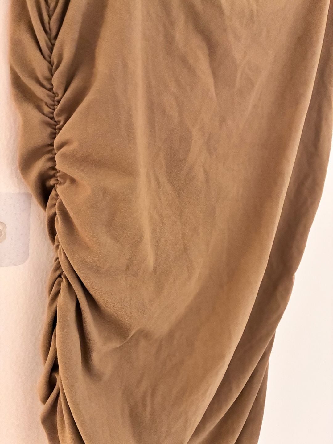 Brown Ruched Open Keyhole Midi Dress Size Large 3